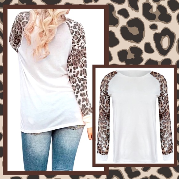 Leopard Print Long Sleeve Round Neck Pullover NWT - Picture 3 of 5